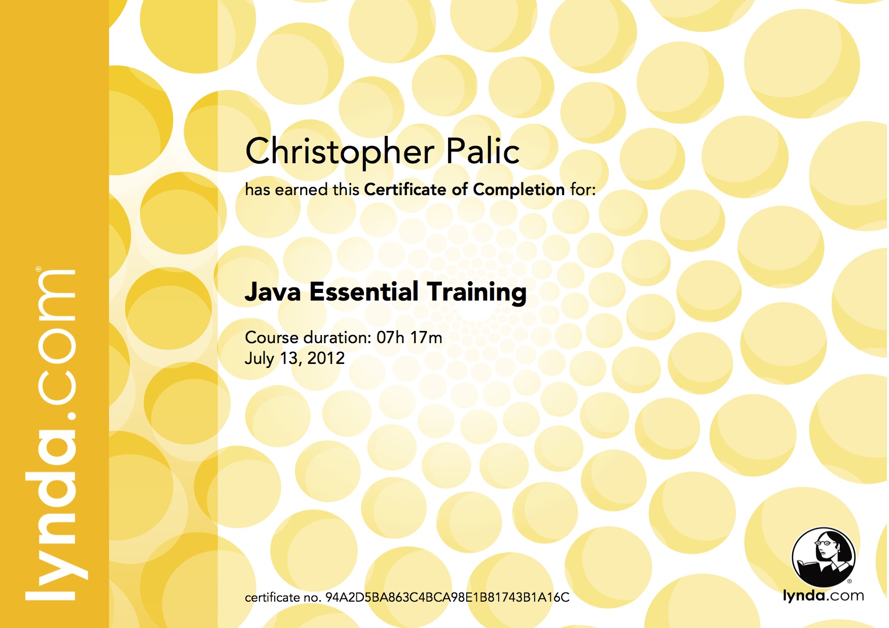 Java Essential Training - Certificate Of Completion