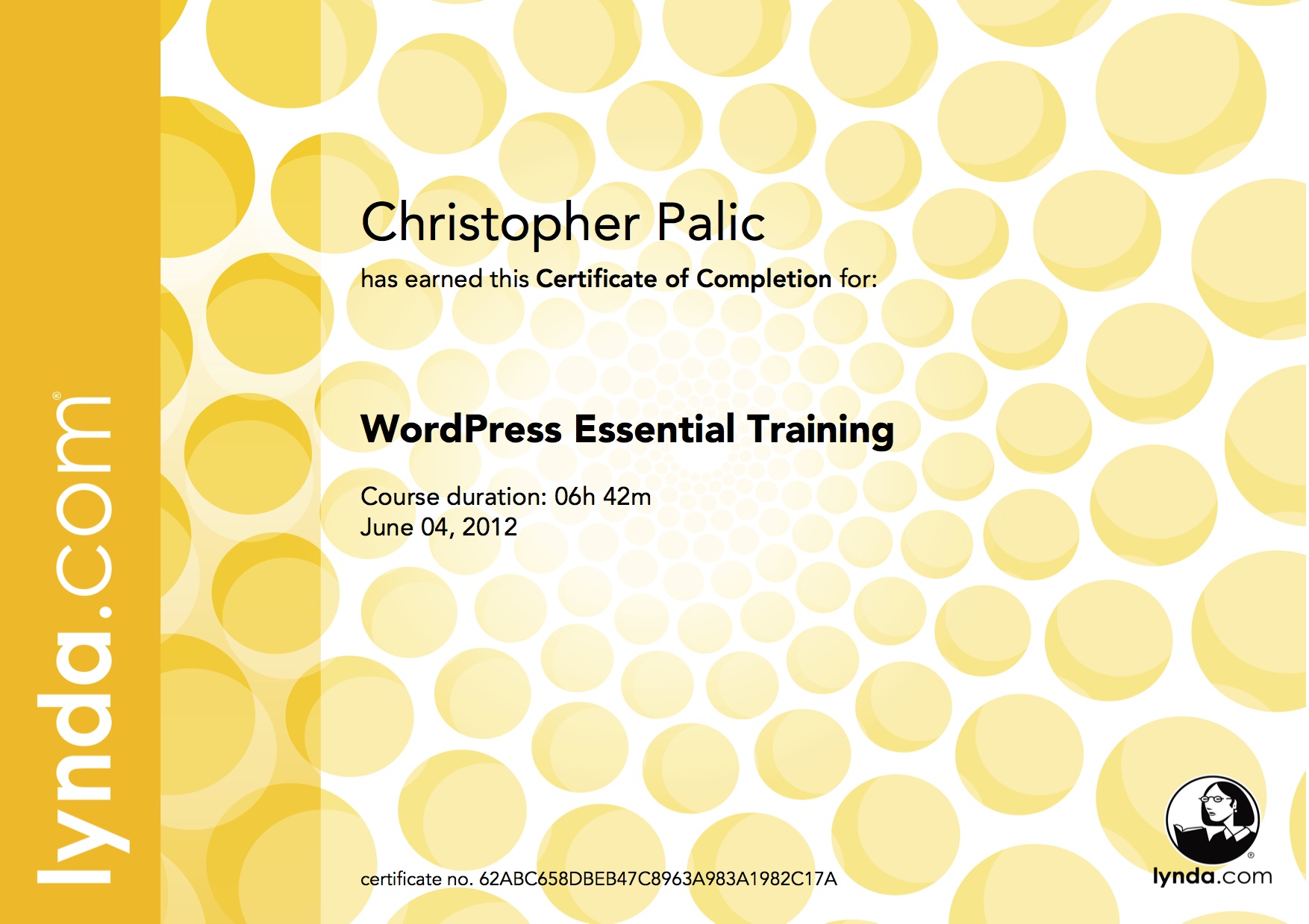 WordPress Essential Training - Certificate Of Completion